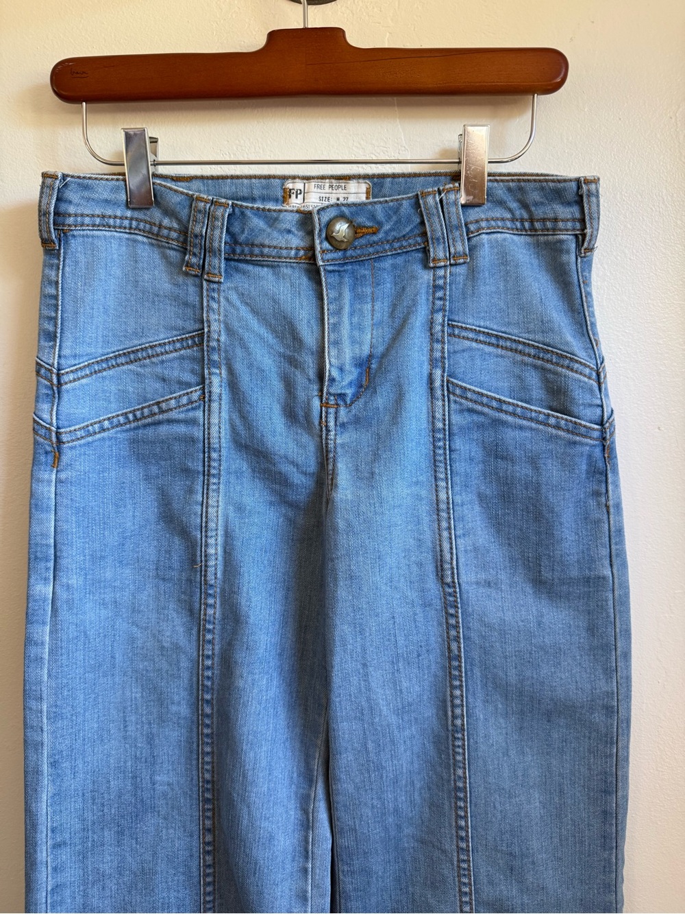 Free people super 70s wide leg flare jeans 27 - Picture 3 of 9